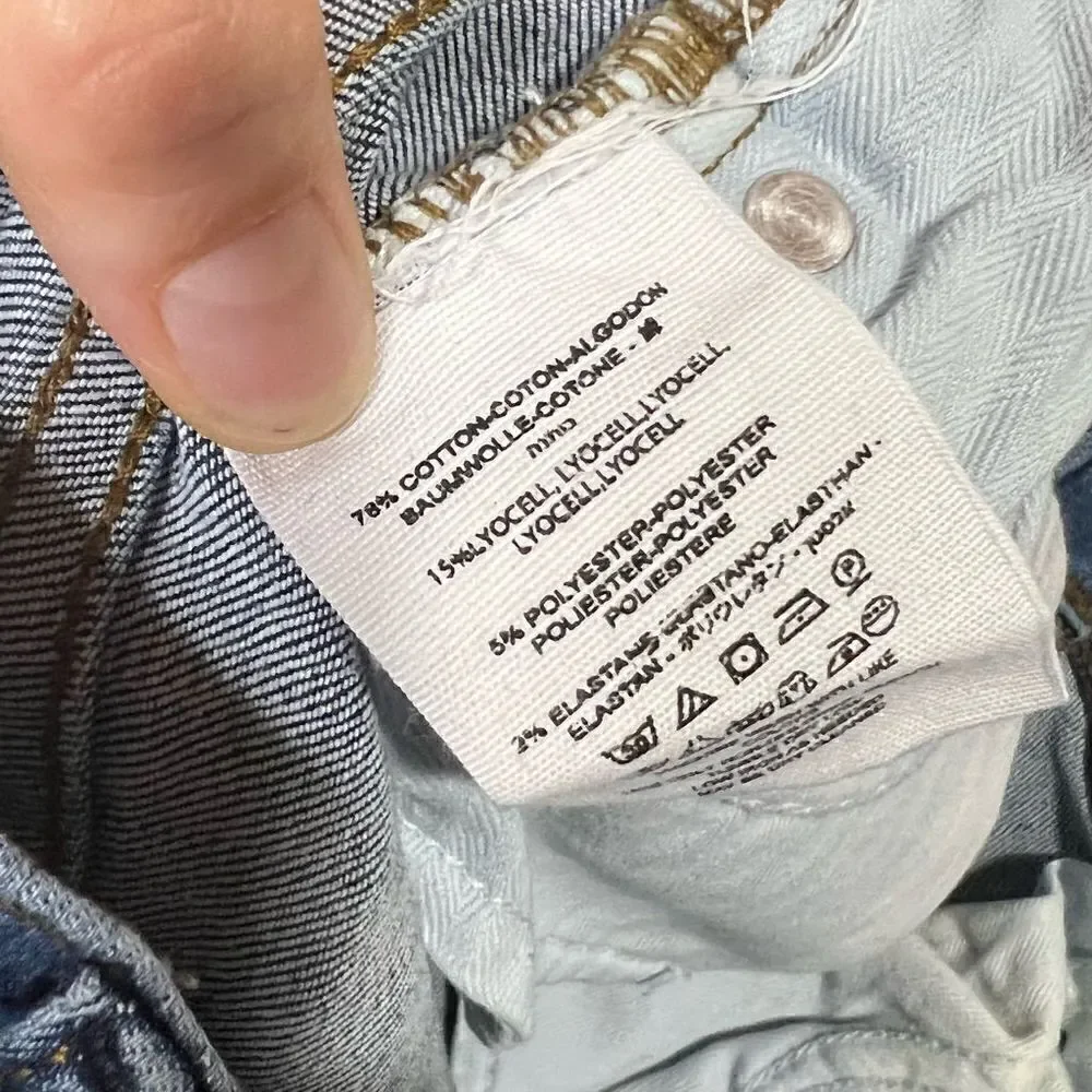 Free People Button Fly Raw Edge Hem Distressed Jeans